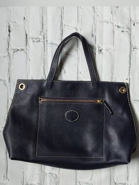 ROOTS NAVY LEATHER BAG